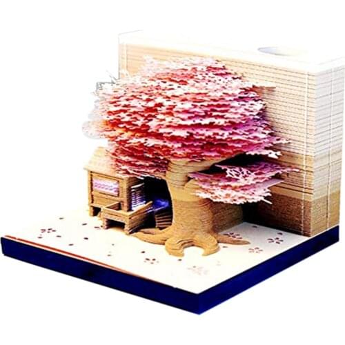 3D Memo Pad,Sticky Notes 3.5X3.5 DIY Art Building Block Paper Carving Treehouse Notepad Creative Post Notes,250 Sheets