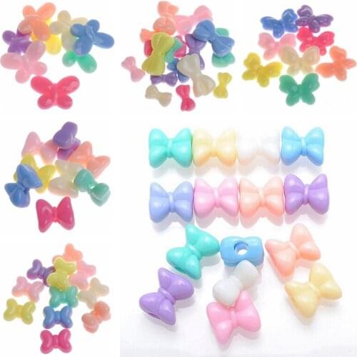 50 Mixed Pastel Color Acrylic Various Butterfly Bows Bowknot Charm Beads Craft