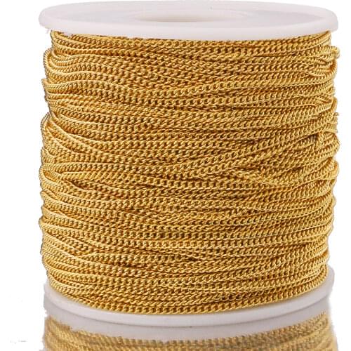 2 Meters Gold Stainless Steel Curb Chains for Jewelry Making DIY Bracelet Necklace Side Link Chain Wholesale Lots Bulk