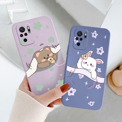 Animal For Xiaomi Redmi Note 10 10S 9T 9 8 7 Pro Case Bear Soft Cover Redmi 9 9A 9T K40 K30 K20 Pro Shockproof Phone Case