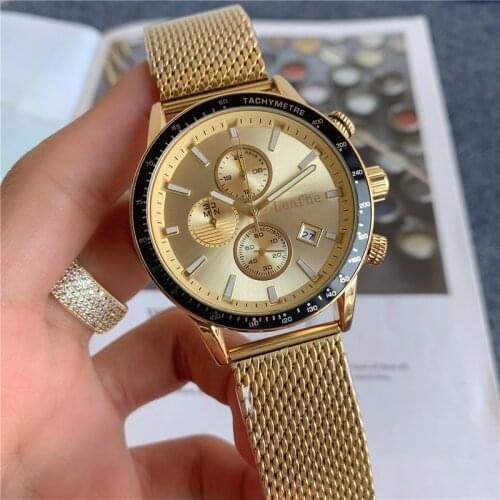 Business mens gold watch stainless steel material full-featured quartz watches