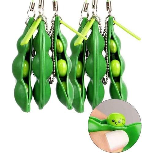 Fidget Toys Decompression Edamame Toys Antistress Popper Toy Infinite Peanut Peas Beans Keychain Fidget Squishy Decompression