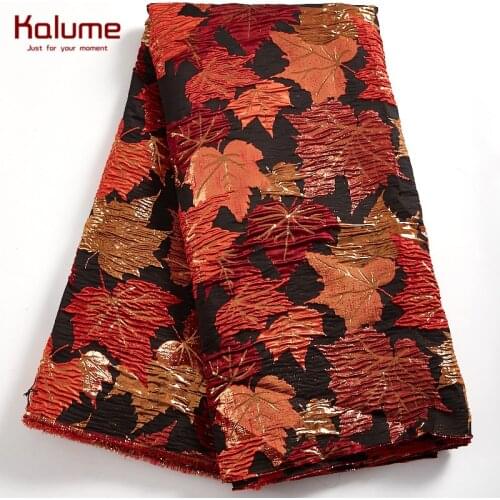 Kalume Latest African Gilding Lace Fabric Embroidery Jacquard French Mesh Lace Fabric For Nigerian Dress Party Bridal F2100