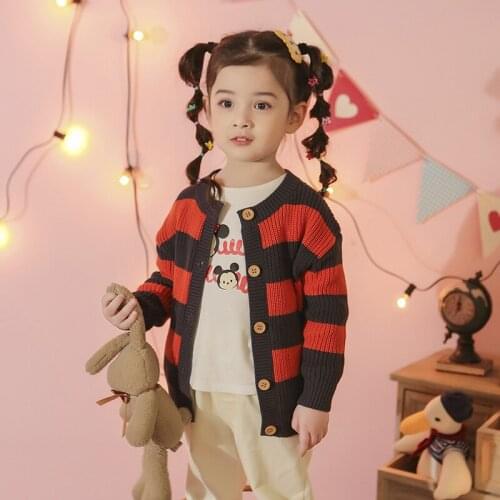 Girls Cardigan Korean Childrens Clothing Girl Autumn Winter Sweater Kids Striped Knitwear Boys Fashion Knitted Sweater Sueter