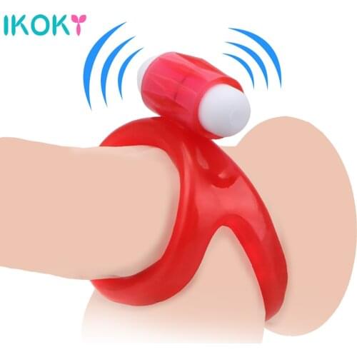 Penis Ring Vibrator Male Time Delay Ejaculation Vibrating Cock Rings Penis Erections Sexy Dual Ring Sex Toys for Men