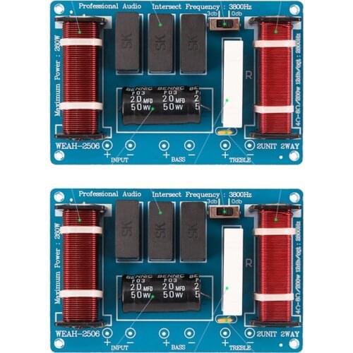2PCS 2 Way 260W DIY Speaker Filter Circuit Treble Bass 3800Hz Frequency Divider Home Theater Hifi Stereo Audio Crossover Filters