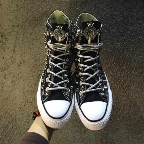 Rivet leather canvas shoes retro shoes dirty shoes orange casual personality couple shoes 35-46