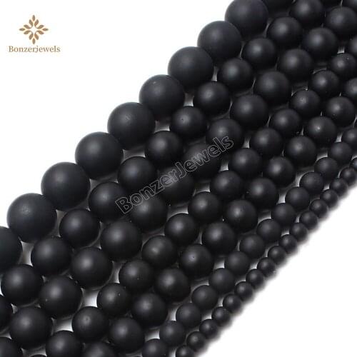 Natural Matte Black Agates Frosted Dull Onxy Round Loose Spacer Beads For Jewelry Making Diy Bracelet Necklace 4/6/8/10/12MM