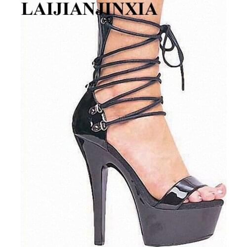 LAIJIANJINXIA Sexy Gladiator Style PU Leather 15cm High Heel Shoes Platform Sandals, Dress Shoes, Party / Wedding Shoes H-076
