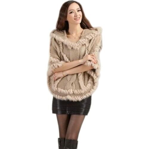 Fur poncho thermal warm winter raccoon fur cape knitted real fur shawl women female outwear natural raccoon fur poncho