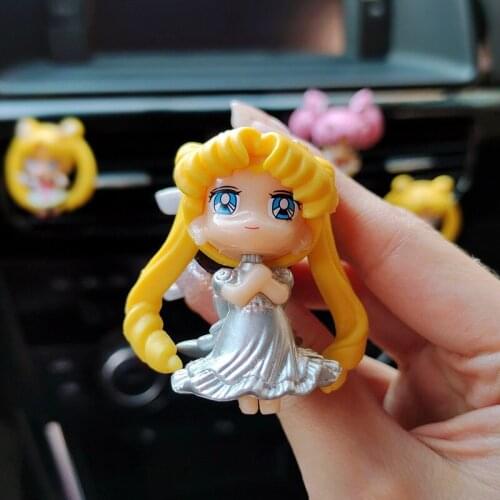 Cute Girl Doll Car Accessories for Girls Moon Girl Mini Doll Car Perfume Air Freshener Clip Cute Freshener Ornament Accessories