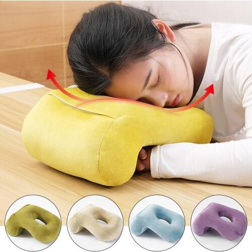 Multi-function Nap Pillow Hollow Soft Plush Solid Color Pillow To Relax Yourself Travel Portable Pillow Office Artifact
