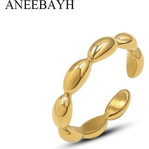 Trendy Stainless Steel Gold Rings High Quality Water Drop Shape Engagement Open Ring Jewelry For Women Anillos Mujer Party Gift