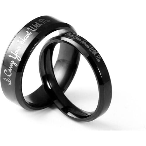 MOREDEAR 4mm 6mm Black Color Titanium Forever Love Ring For Men and Women