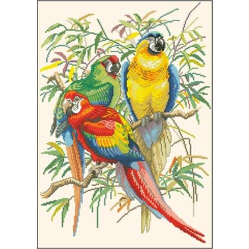 Three parrots patterns counted 11CT 14CT 18CT Cross Stitch Set DIY Chinese Cross-stitch Kit Embroidery Needlework Home Decor