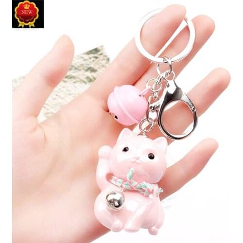 New Car Key Creative Cute Cat Key Chain Car hanging Key Ring Jewelry Hangingbag Accessories Key Rings Pendant Car Ornaments Girl