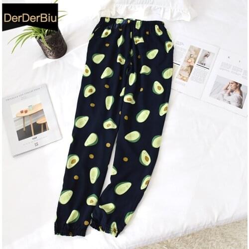 Autumn Printing Sleep pants Loose Plus Size Pajama Pants 100% Knitted Cotton Womens Sleep Bottoms Home Pants Ladies Trousers
