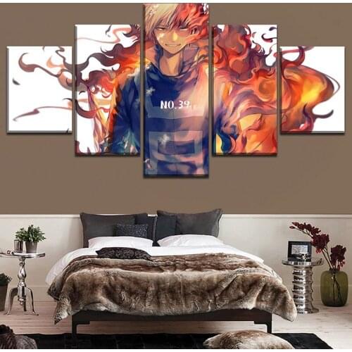Canvas Printed Poster 5 Panel My Hero Academia Anime Painting Wall Art Decorative Cuadros Pictures Modular Home Decor