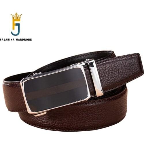 FAJARINA Formal Casual Style Automatic Quality Cow Genuine 3.5cm Width Mens Pure Solid Cowhide Leather Belts for Men N17FJ977