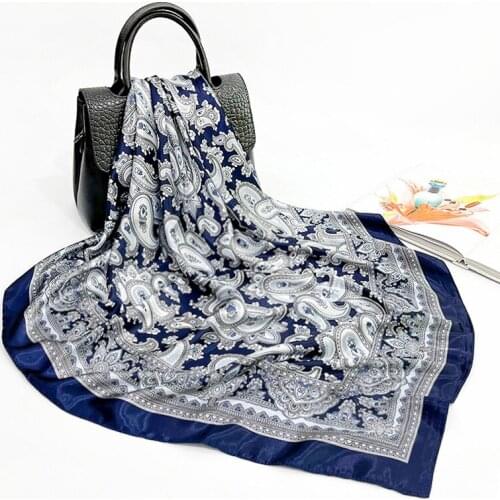 Cashew Print Silk Scarf Summer Sunscreen Turban Silk 90cm Square Scarf Shawl Wholesale