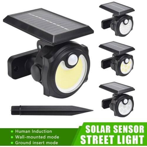 Solar Light Outdoor Human Sensor Solar Lamps Sunlight Spotlights Waterproof Light Wall-mounted/Ground Mode Garden Decor