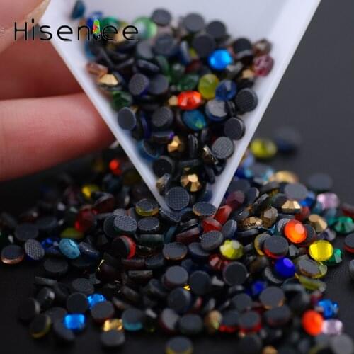 Hisenlee 2MM DMC Hot Fix Flat Back Glass Clear Multicolour Rhinestone 1440Pcs Crystal Stone Jewelry Clothing HotFix Gem