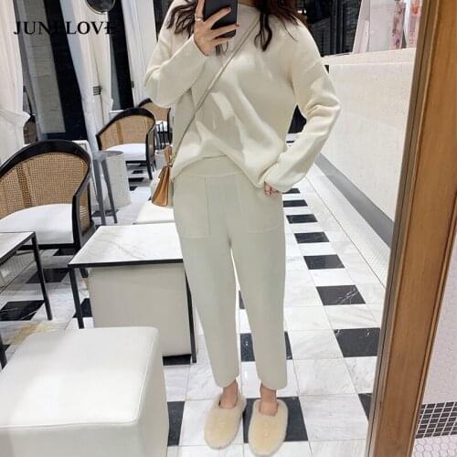 Women Sweater Two Piece knitted Sets Slim Tracksuit 2020 Spring Autumn Fashion Sweatshirts Sporting Suit Female Casual Sets