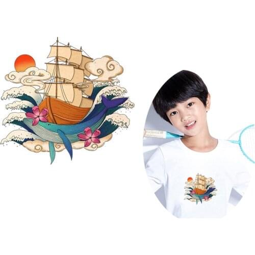 Heat Transfer PVC Patch Cute Animal Iron-On Transfer For Clothes Whale Thermal Transfer Heat Vinyl Iron Stickers Apparel Decor