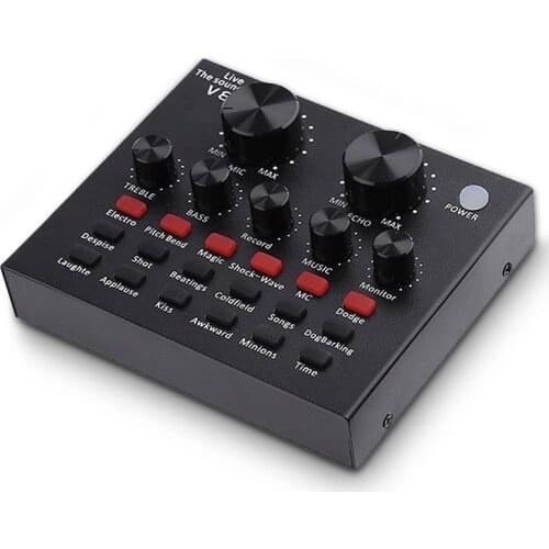 V8 Sound Card Audio Set Interface External Usb Live Microphone Sound Card Bluetooth Function for Computer Pc Mobile Phone Sing