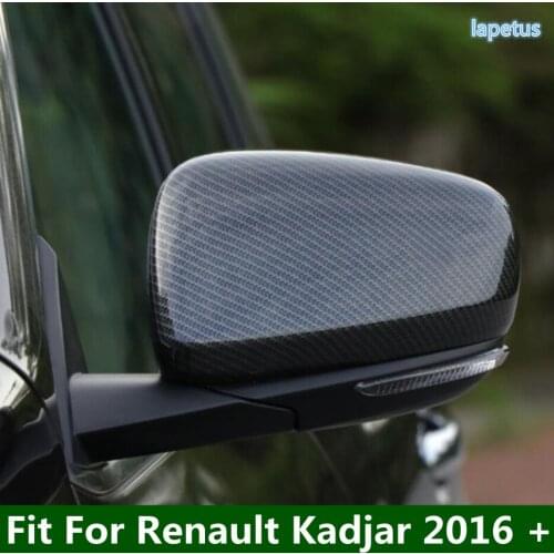 Lapetus Chrome / Carbon Fiber Look Exterior parts For Renault Kadjar 2016 - 2020 Car Door Rear view Mirror Decoration Cover Trim