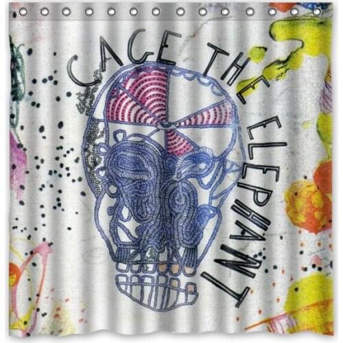 Bath Polyester Fabric Waterproof Shower Curtain Cage The Elephant Shower Curtains 180x180cm With White Hooks