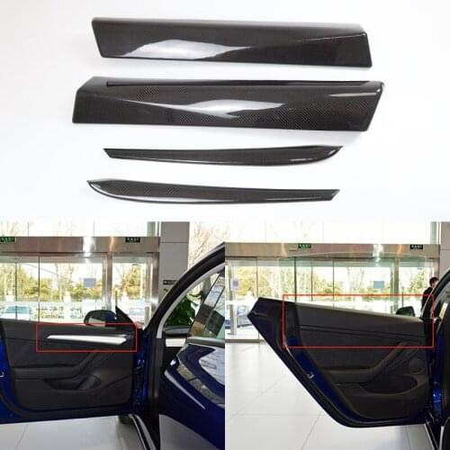 Carbon Fiber Inner Decoration Protection Sticker 4pcs Car interior door decoration Molding Trim For Tesla Model 3 model3 2021