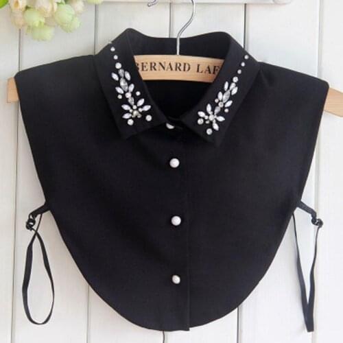 Spring Elegant Beades Peter Pan Doll Bluz Fake Collar Beads Womens Dickey Collar Nep Kraagie Cuello Femake Necktie Blouse