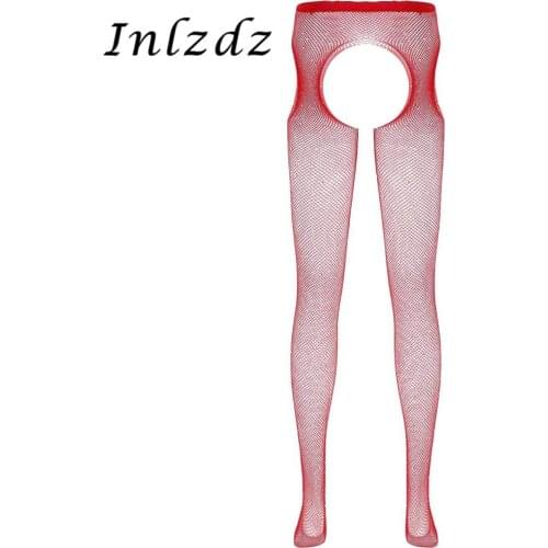 Womens Fishnet Sex Pantyhose Sparkle Rhinestones High Waist Crotchless Side Cut Out Footed Stretchy Tight Stockings Pantyhose