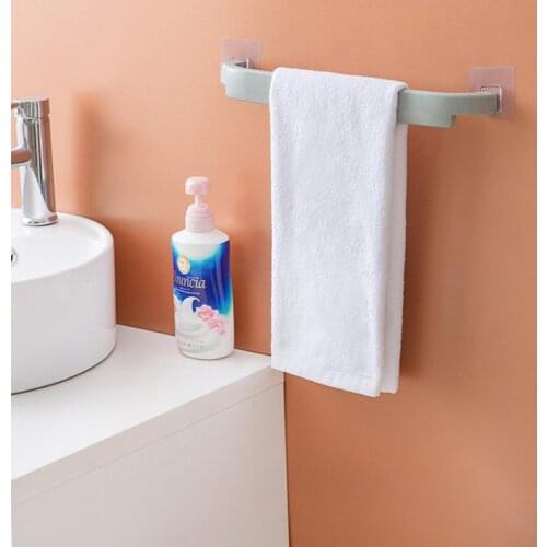 1PC Towel Rack High Viscosity Self-adhesive Bathroom Towel Rail Rack Holder Wall Mounted Hanging Bathroom Accessories