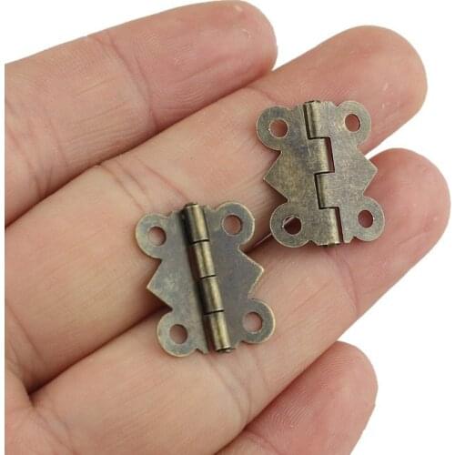 10pcs Mini Butterfly Door Hinges 20mm x17mm Bronze Cabinet Drawer Jewellery Box Decorate Hinge For Furniture Hardware