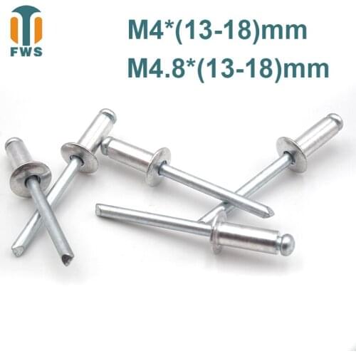 10 PCS M4/M4.8 13-18mm DIN EN ISO 15977 GB /T 12618.1 Aluminum Open End Blind Rivets Pop Rivets With Protruding Head