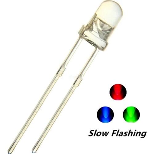 100PCS 5MM RGB LED RED GREEN BLUE SLOW FLASH Light Beads Water Clear Lamp Free Shipping