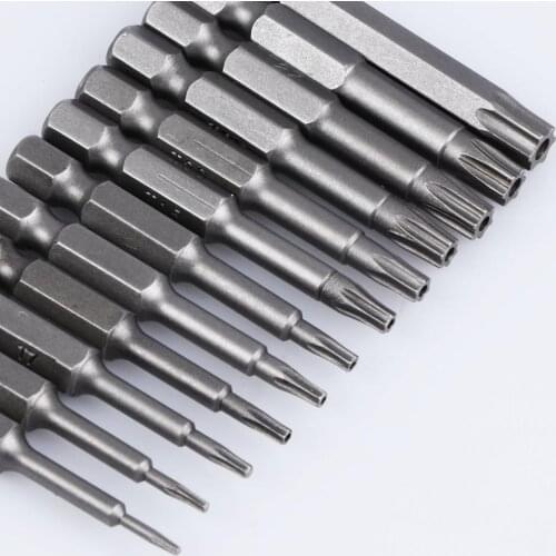 12Pcs/ Set Hex Torx Flat Head 50MM Driver Bits Hand Tools Security Bit Set Tamper Proof Screwdriver Drill Bit Screw Driver Bits