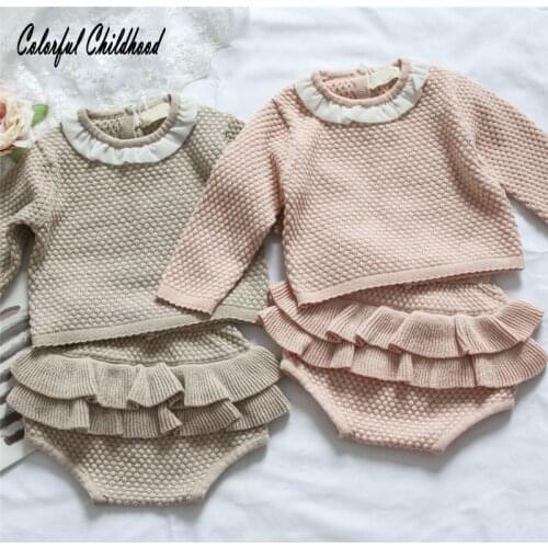2pcs new baby clothing set Toddler Infant knited cotton Tops+Pants Outfits Set Baby Boy Girl Clothes 0-24m