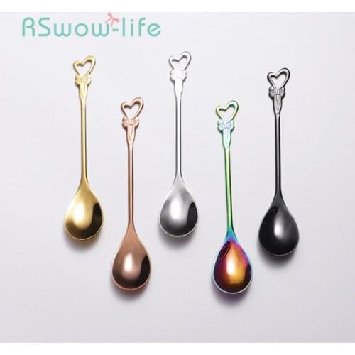 4pcs/set 304 Stainless Steel Coffee Stirring Spoon Agapanthus Spoon Gift Box Wedding Gift Spoon Set Kitchen Gadgets