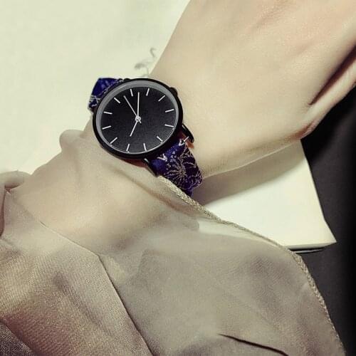 2020 Lady gift simple stylish watch Enmex strappy cotton watch chinese style fashion vertical lines black face quartz wristwatch