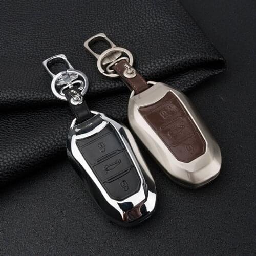 Zinc alloy+Leather Car Key Cover Case For Peugeot 3008 5008 408 2008 308 508 For Citroen C4 C5 C6 C4L CACTUS DS4 DS5L DS6 Elysee