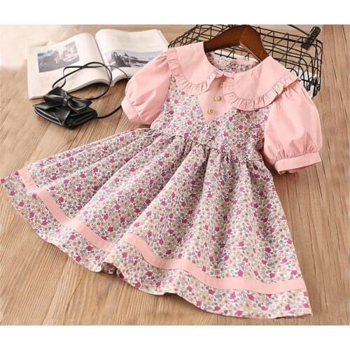 Ropa Niños De 2 A 7 Años Girl Summer Short Sleeve O-neck Cute Little Girls Dress европейская детская одежда девочек юбка летняя