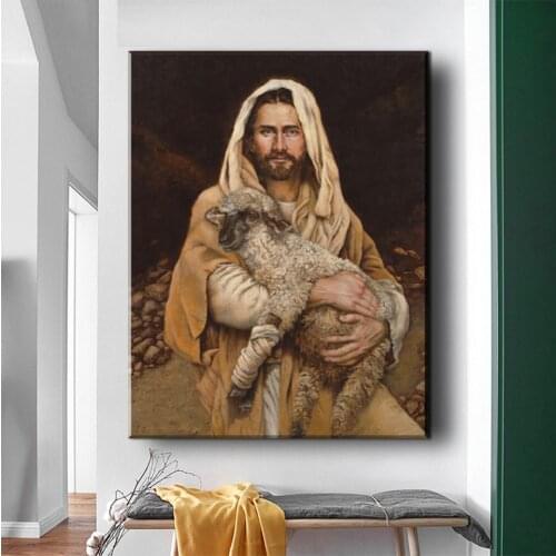 Photo custom diy diamond embroidery Jesus Christ God With Lamb Vintage diamond painting full square round drill mosaic EE1980