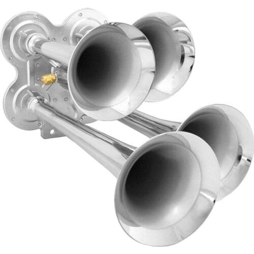 Loud 149dB 4/Four Trumpet Train Air Horn with 12V Electric Solenoid Zinc alloy
