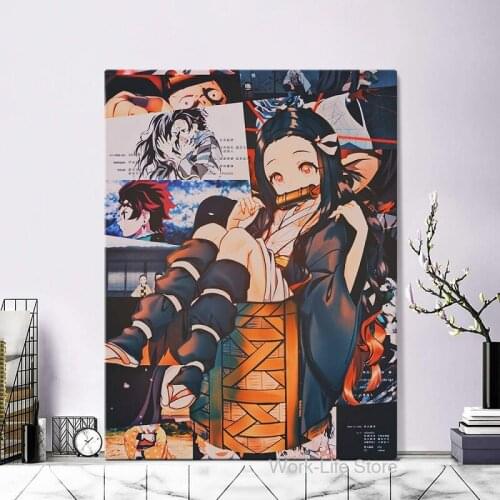 Kimetsu No Yaiba Nezuko Anime Aesthetic Decoration Home Decor Canvas Painting Living Room Wall Art Pictures Posters Prints