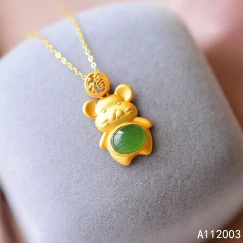 KJJEAXCMY Fine Jewelry 925 Sterling Silver inlaid Natural Jasper Female Pendant Necklace vintage Support Detection