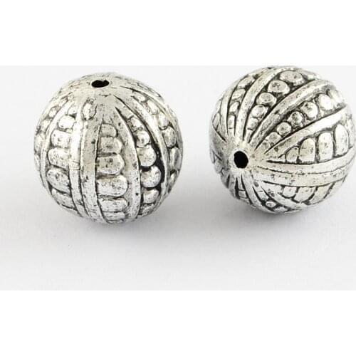 50pcs Antique Silver Color Round Acrylic Bead Charms Pendants Jewelry Findings