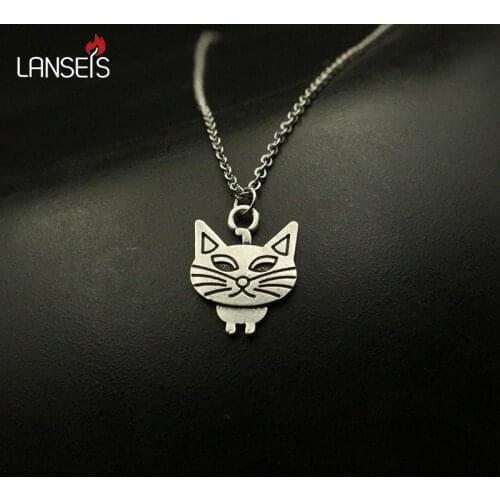 Lanseis 1pcs cute animal necklace pendant women little cat pendant